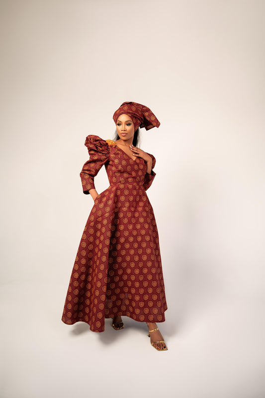 Maroon Ande Shweshwe Dress